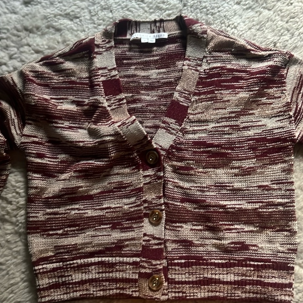 Veronica Beard cardigan XS gold & red